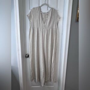 Natural Life Avery Wide-Leg Jumpsuit Light Beige Size Size L/XL NWT.
